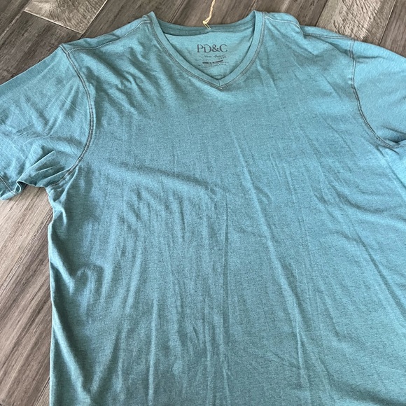 PD & C Authentic Apparel Summer Slate Teal Green Men’s V-Neck T-Shirt - Picture 4 of 8